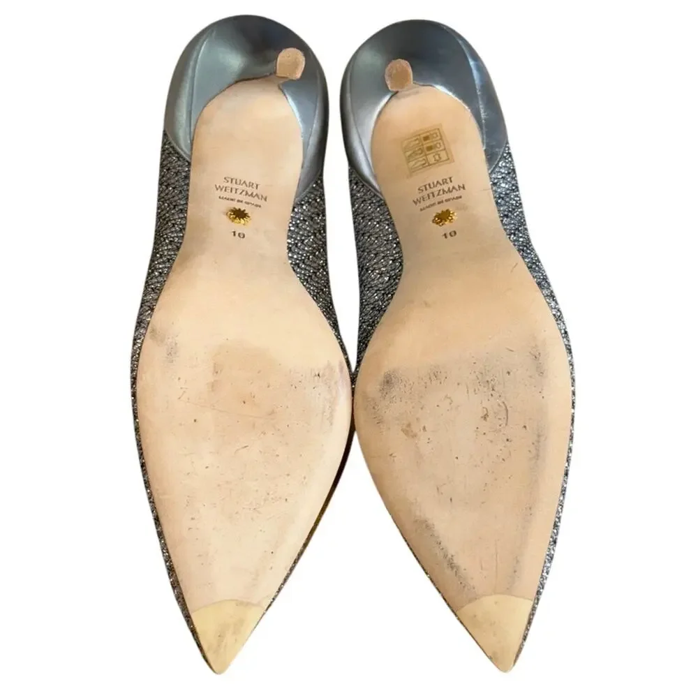 Stuart Weitzman Tasha Mesh Pumps Silver Size 10N